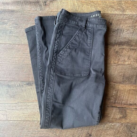 AE🦅 stretch women’s Next level stretch Jegging Crop Charcoal Grey Sz 12 EUC - Picture 15 of 15